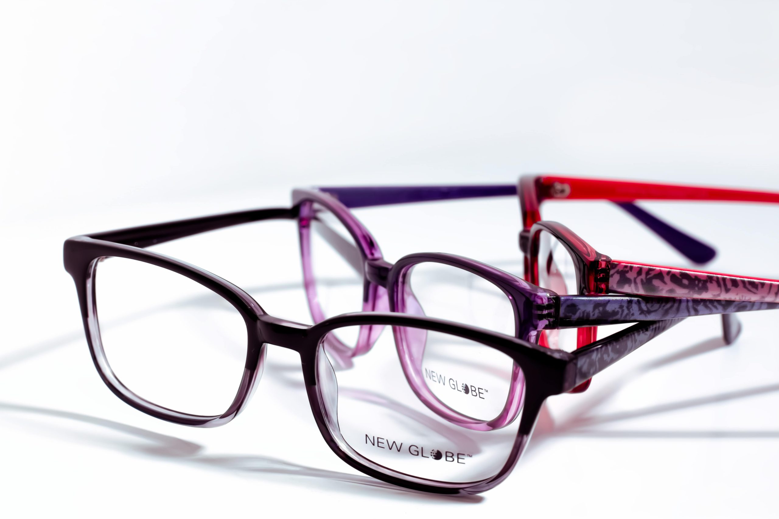 New Globe eyeglasses with colorful frames